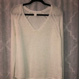 White sheer long sleeve sweater